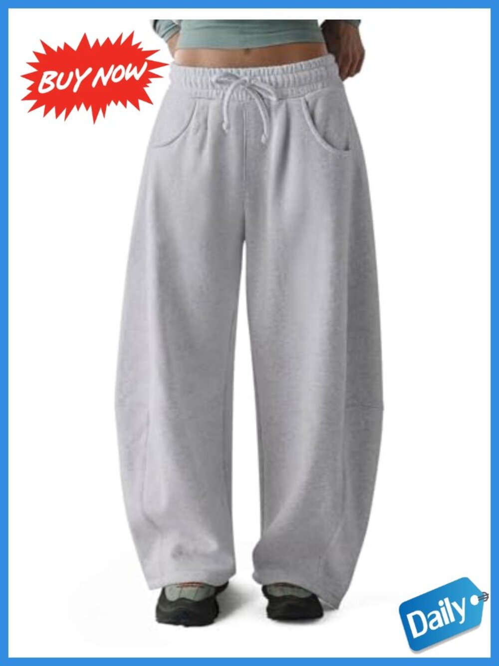 Fleece Lined Barrel Leg Sweatpants High Waist Wide Leg
